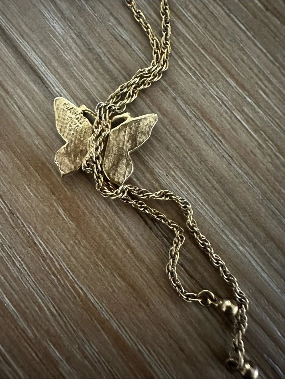Avon Two Tone Butterfly Necklace Signed